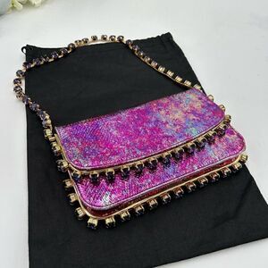 Women’s aquazzura mini galactic snake embossed shoulder bag made in Italy